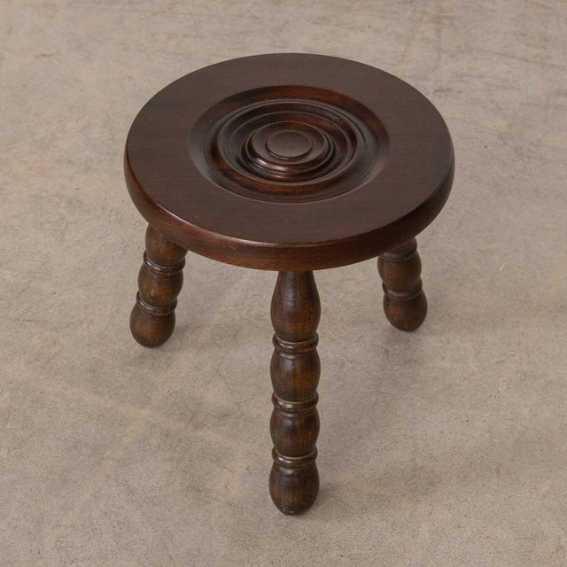 French 1950s French Wood Tripod Stool For Sale - Image 3 of 9