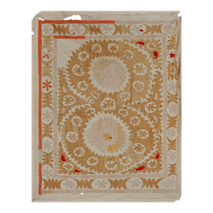 Suzani Beige Tapestry - Pastel Color Uzbek Table Cloth