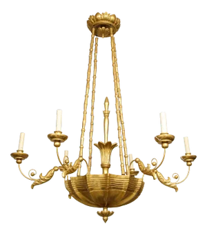 Bespoke Giltwood Hand-Carved Chandelier in the Neoclassic Manner