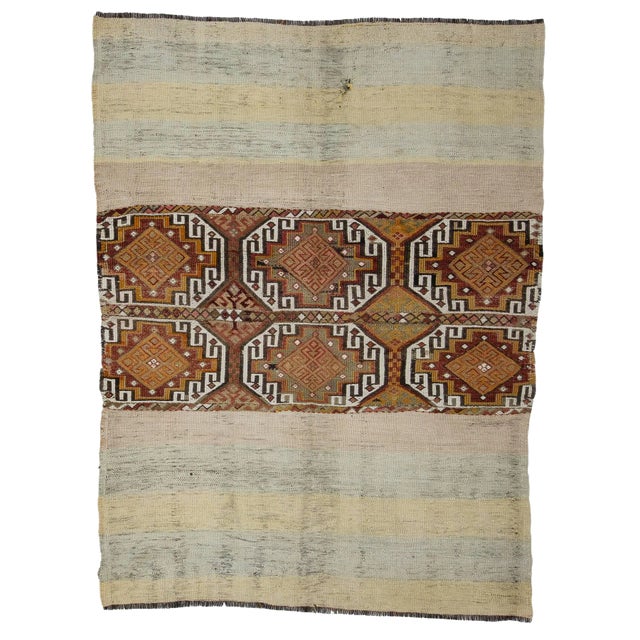 Vintage Modern Turkish Kilim Rug- 4′6″ × 6′ For Sale