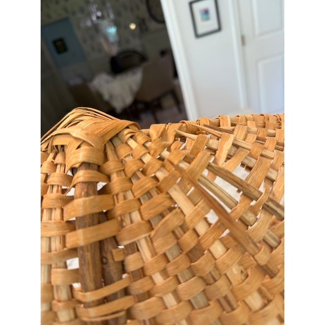 Wood Vintage 19th Century Woven Buttocks Basket For Sale - Image 7 of 12