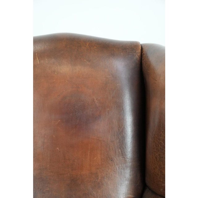 Large Vintage Wing Club Chair in Sheepskin Leather For Sale - Image 13 of 15
