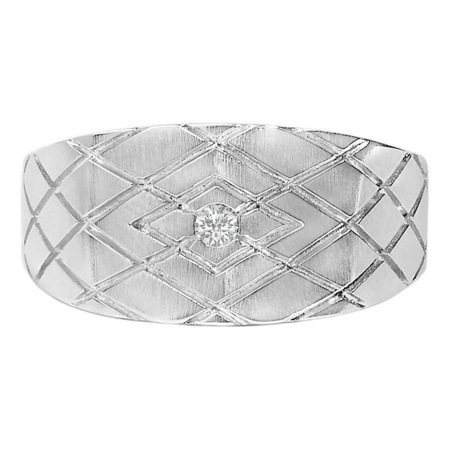 Sterling Silver Diamond Accent Geometric Band Ring - Size 7 For Sale