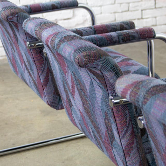 Late 20th Century Modern Set of 3 Armchairs W/Chrome Tube Cantilever Frames Style of Steelcase For Sale - Image 9 of 18