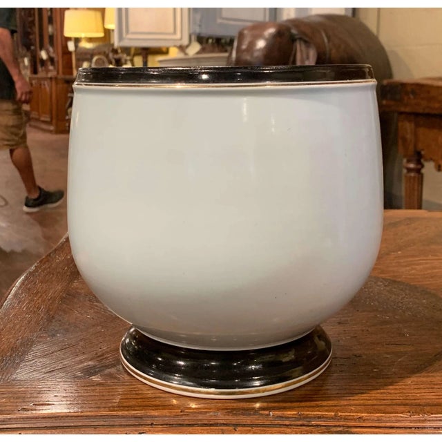 Metal 19th Century French Napoleon III Porcelain De Paris Landscape Cache Pot For Sale - Image 7 of 10