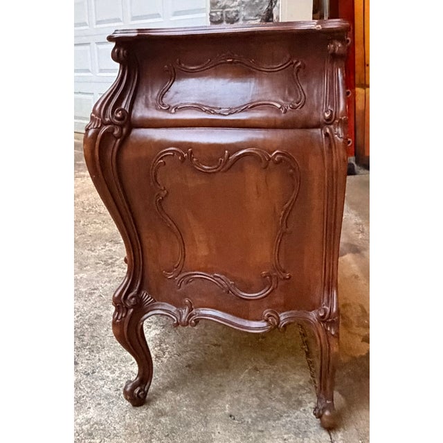 Antique Art Nouveau Hand Carved Mahogany Dresser and Mirror For Sale - Image 4 of 11