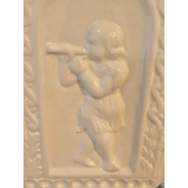 Ceramic Late 20th Century Neoclassical Cream Ceramic Putti Pedestal Vases – A Pair For Sale - Image 7 of 12