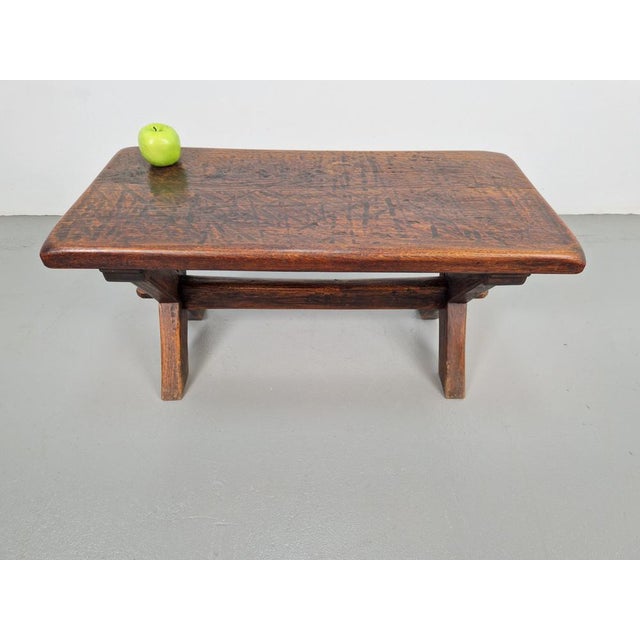 Brutalist Brutalist Oak Cross Leg Coffee Table, 1930s For Sale - Image 3 of 10