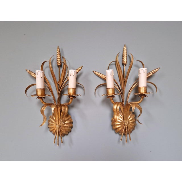 Wall Lights in Gilt Metal, Florence, Italy, 1970s, Set of 2 For Sale - Image 14 of 14