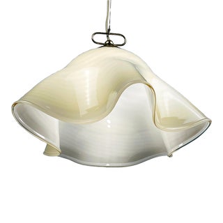 1970s Vintage Beige Murano Glass Pendant Lamp Fazzoletto Italy For Sale