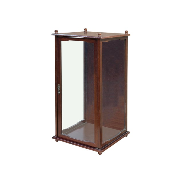 1990s Vintage Square Brown Frame Glass Door Display Case Box For Sale - Image 5 of 13