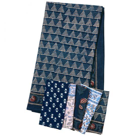 Contemporary Delta 12-Seat Indigo/Brick Red Tablecloth For Sale - Image 3 of 7