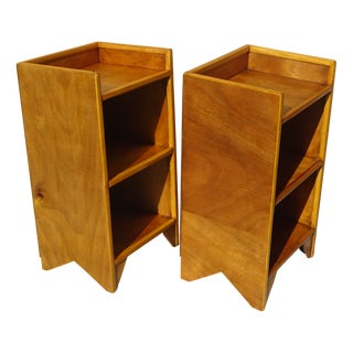 Light Wood Bedside Tables with Top Edges, 1990s, Set of 2 For Sale