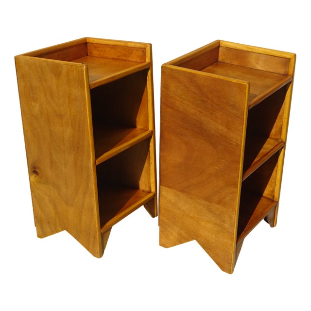 Light Wood Bedside Tables with Top Edges, 1990s, Set of 2 For Sale