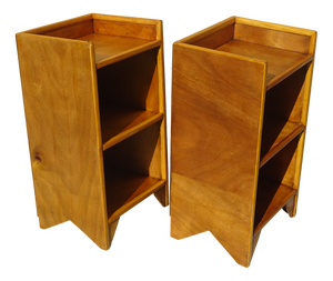 Light Wood Bedside Tables with Top Edges, 1990s, Set of 2