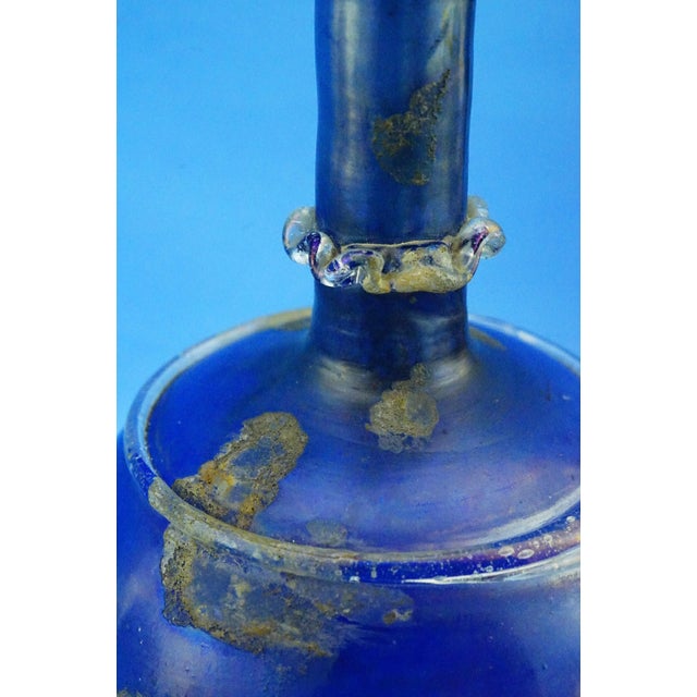 Cobalt Blue Scavo Glass Bottle Vase attributed to Mario Pinzon for Seguso, Italy, 1960s For Sale - Image 11 of 17