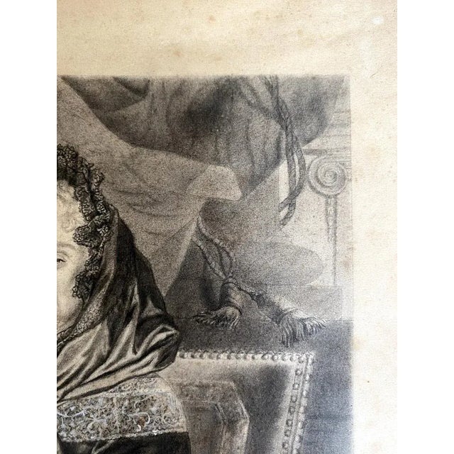 Paper After Rigaud, Portrait of Marie Nemours Orleans, 1891, Pencil on Paper, Framed For Sale - Image 7 of 11