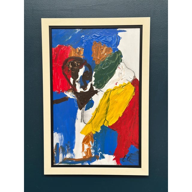 Original Vintage Swedish Oil on Panel – “Man bland färger” by Emil Östlund – Signed – Newly Framed – 75 × 51 cm (29.5" ×...