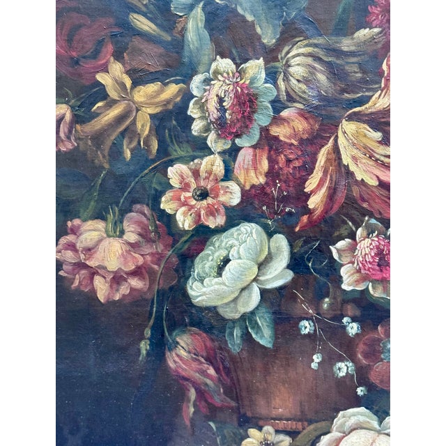 Unknown, Still Life with Flowers 1900, Oil on Canvas For Sale - Image 6 of 12