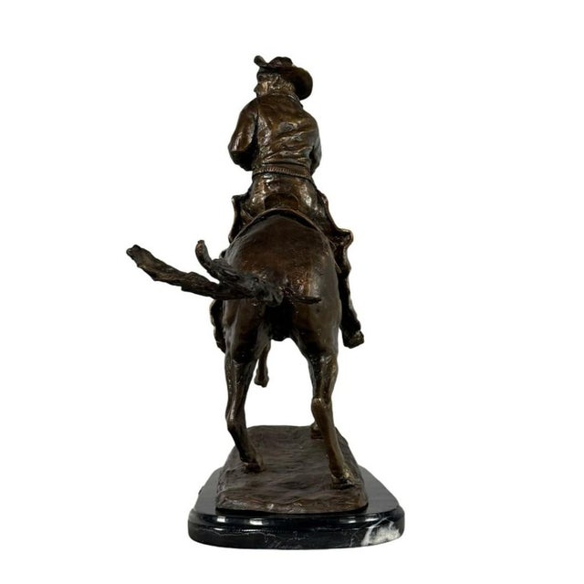 Bronze "The Cowboy" Signed Bronze Sculpture After Frederic Remington - 22" H For Sale - Image 8 of 10