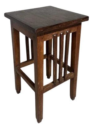 Antique Teak Wood Pedestal or Tall Side Table
