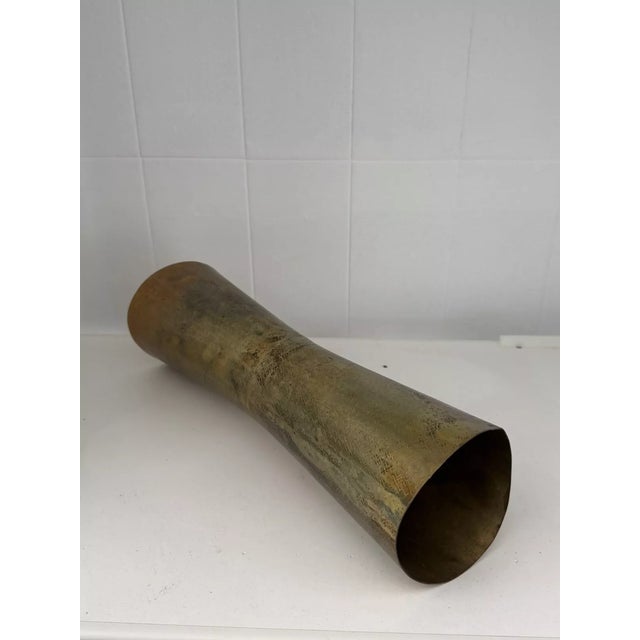 Metal Italian Modern Hand-Beaten Brass Vase, 1970s For Sale - Image 7 of 12