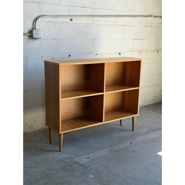 Mid 20th Century Vintage Danish Oak Bookcase Scandinavian Modern Open Shelf Display Cabinet For Sale - Image 5 of 9