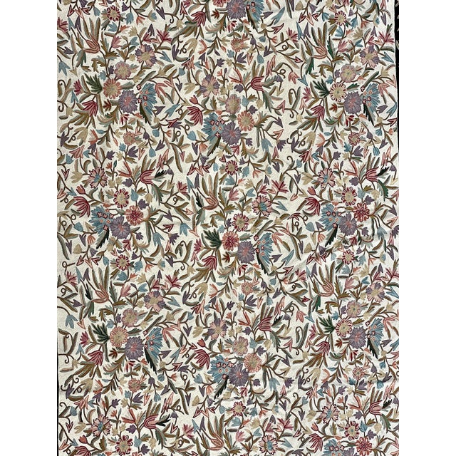 Beautiful Old Asmara Botanical Pure Wool Hand Stitched Krewel Work Wall Hanging, Tapestry, Throw, Rug or Blanket For Sale - Image 4 of 11