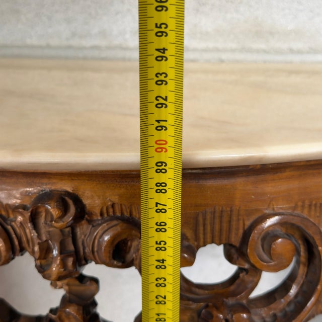 Vintage Louis XV Console Table with Mirror, Carved Wood and Marble Top, 1960s, Set of 2 For Sale - Image 15 of 16
