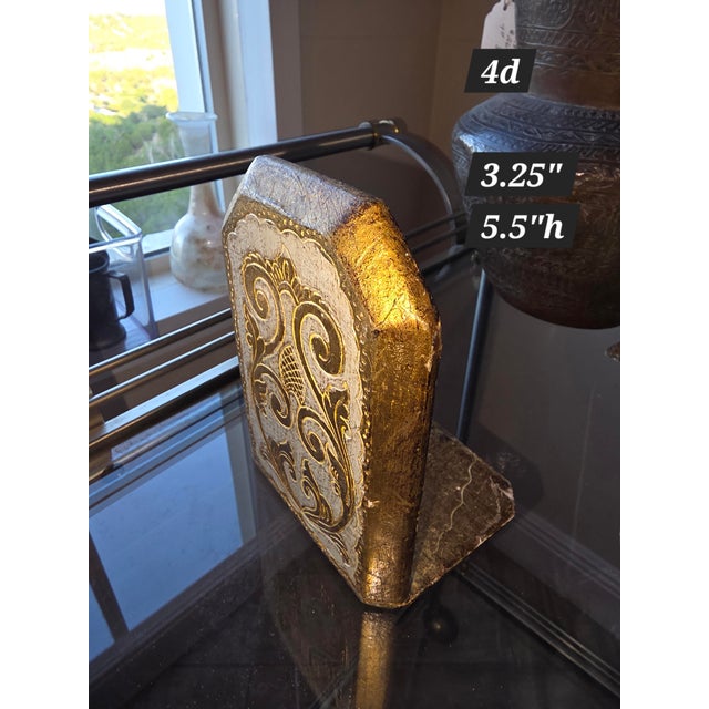 Gold Florentine Bookends For Sale - Image 8 of 8