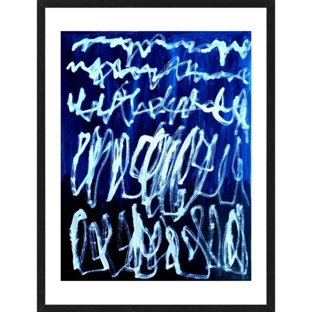Blue Writings No. 3 — Abstract Original Oil Painting Inspired by Cy Twombly For Sale - Image 8 of 8