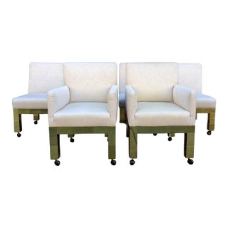 Set of Six Brass Cityscape Chairs Paul Evans for Directional For Sale
