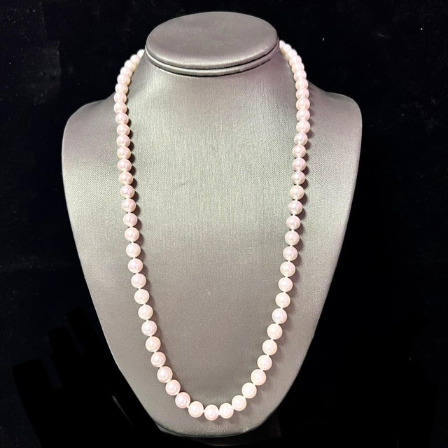 2010s Fine Quality Akoya Pearl Necklace 24" 14k Y Gold 8 mm Certified For Sale - Image 5 of 10
