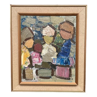 Gösta Flack, Family, 1960s, Oil Painting on Canvas, Framed For Sale