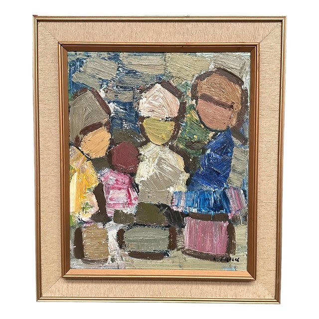 Gösta Flack, Family, 1960s, Oil Painting on Canvas, Framed For Sale