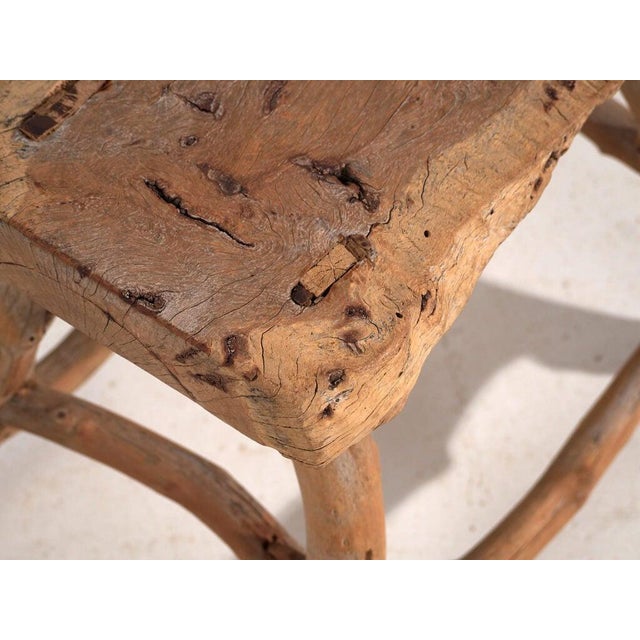 Antique Stool in Elm, 1900s For Sale - Image 4 of 10
