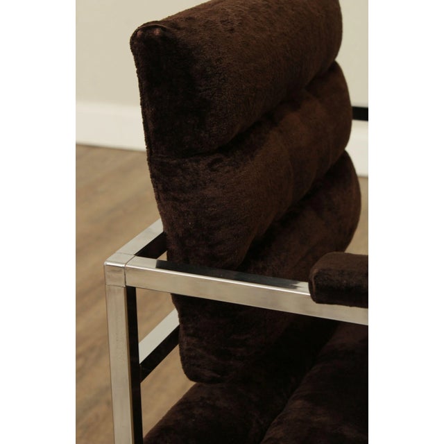 Mid Century Modern Milo Baughman Style Chrome Frame Armchair For Sale - Image 12 of 13