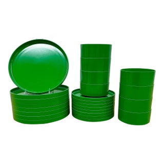 1960s Vintage Kelly Green Massimo Vignelli for Heller Dinnerware - Set of 24 For Sale