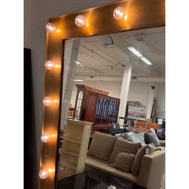 Restoration Hardware Illuminated Leaner Mirror in Aged Brass For Sale In San Francisco - Image 6 of 12