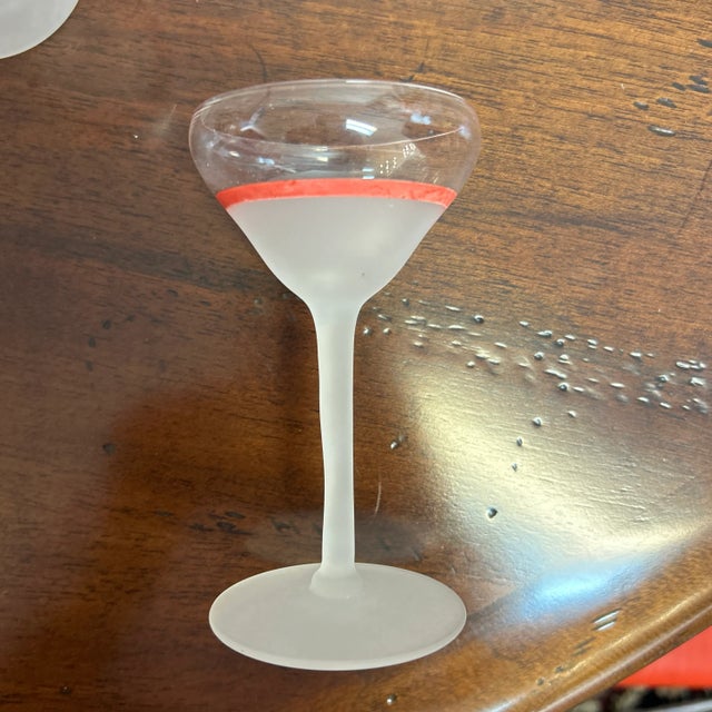Transparent Frosted and Red Cocktail Glasses Set of 8 For Sale - Image 4 of 8