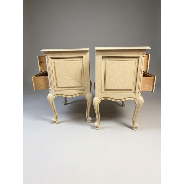 2000 - 2009 Vintage French Crackle-Glaze Bedside Tables, Set of 2 For Sale - Image 5 of 6