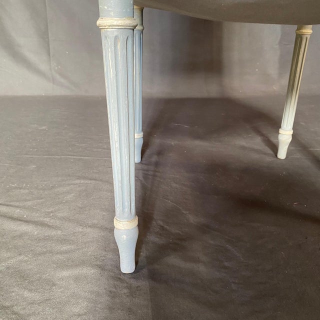 Painted and Newly Upholstered French Louis XVI Dining Chairs -A Pair For Sale - Image 13 of 17
