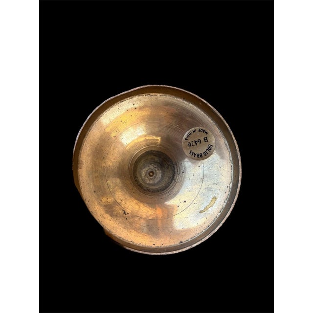 Mid-Century Modern 1960s Brass Engraved Painted Vase Scalloped Edge (M) For Sale - Image 3 of 8