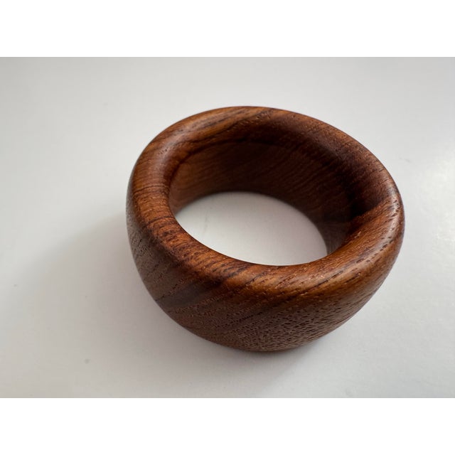 Mid-Century Modern Vintage Mid-Century Modern Sculptural Solid Wood Napkin Rings - Set of 12 For Sale - Image 3 of 8