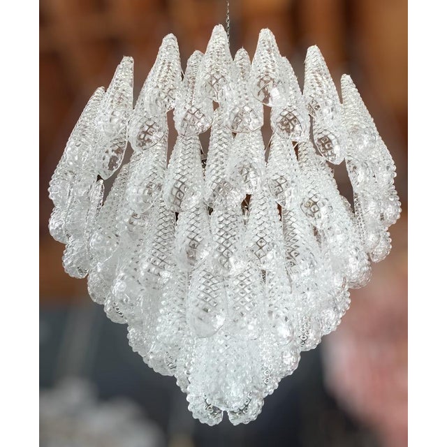 Italian 21st Century Murano Etched Tears Chandelier by Fabio LTD For Sale - Image 3 of 7