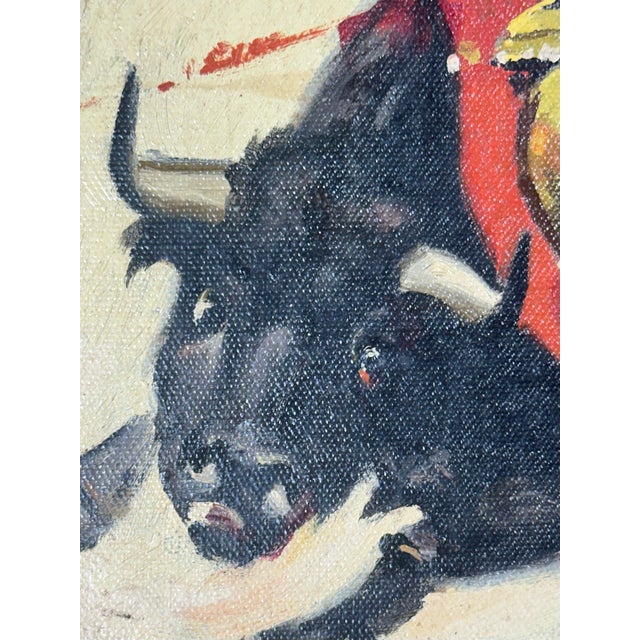 Black Set of 3 Mid-Century Bullfighting Oil Paintings Signed J. Yepez. For Sale - Image 8 of 12