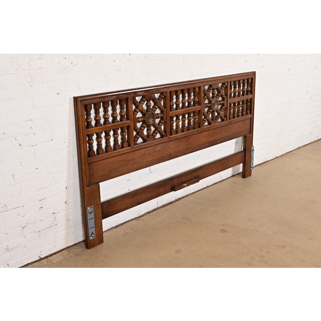 Henredon Henredon Spanish Colonial Carved Walnut King Size Headboard, Circa 1960s For Sale - Image 4 of 9