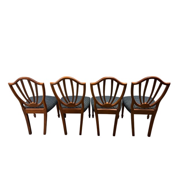 Late 20th Century Late 20th Century Baker Furniture Historic Charleston Federal Style Carved Mahogany Shield Back Dining Chairs - A Set of 4 For Sale - Image 5 of 12