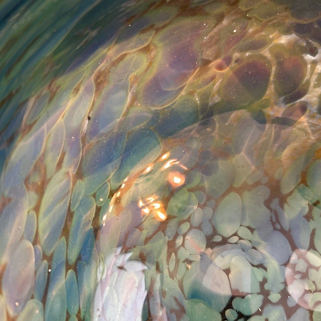 Green Blue and White Multi- Swirl Blown Art Glass Bowl For Sale In Miami - Image 6 of 9