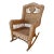 Mid 20th Century Vintage Cottage Chic Wicker Rattan Medallion Wingback Adult Rocking Chair For Sale